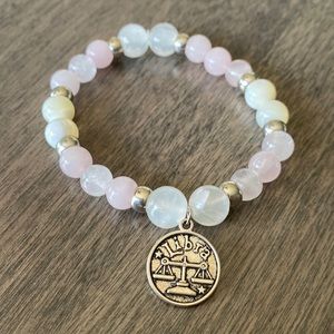 Rose quarts selenite and pearl bracelet